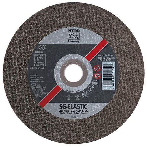 Disque  Trononner Sg-Elastic Pour L'usinage De L'acier,  X pais. : 178 X 1,6 Mm, Modle Droit, Vitesse Maxi. 8500 Tr/Mn