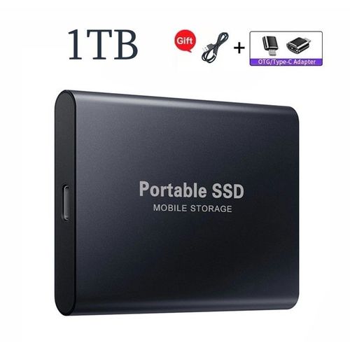 Disque Dur Externe de 1 To Type-C USB 3.1 HDD pour PC, Mac, Portable - NOIR