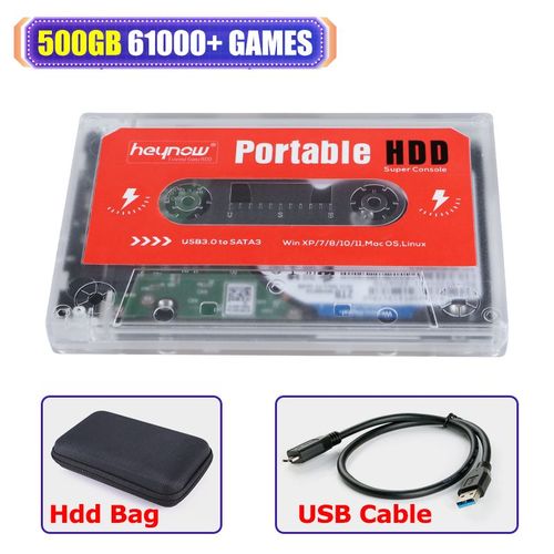 Disque Nu De 500 Go - Batocera Portable Hdd 2t 72000 + Jeux 80 + mulateurs Plug And Play Pour Ps3/Ps2/Ps1/Wii/Wiiu/Ss/N64/Snes Pour Pc/Gk3v/Gk Mini