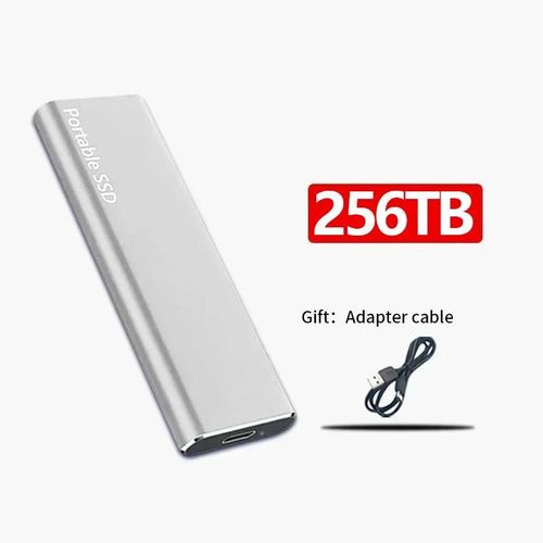Disque SSD externe Portable, disque SSD 256 to disque dur de grande capacit USB 3.2 disque dur haute vitesse pour ordinateurs portables/PC/MAC-Argent 256TB