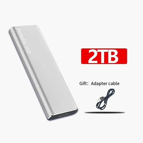 Disque SSD externe Portable, disque SSD 256 to disque dur de grande capacit USB 3.2 disque dur haute vitesse pour ordinateurs portables/PC/MAC-Argent 2TB