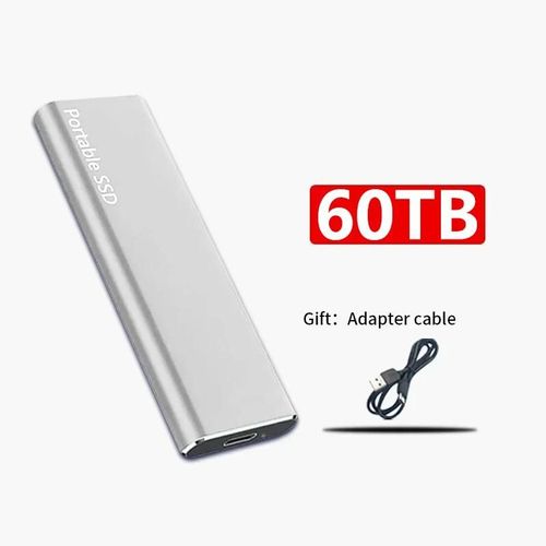 Disque SSD externe Portable, disque SSD 256 to disque dur de grande capacit USB 3.2 disque dur haute vitesse pour ordinateurs portables/PC/MAC-Argent 60TB