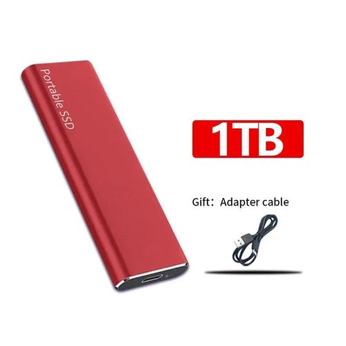 Disque SSD externe Portable, disque SSD 256 to disque dur de grande capacit USB 3.2 disque dur haute vitesse pour ordinateurs portables/PC/MAC-Rouge 1TB