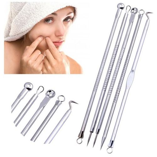 Dissolvant De Points Noirs En Acier Inoxydable, 5 Pices, Aiguille  Pointe De 12cm, Boutons De Tte Noirs Chauds