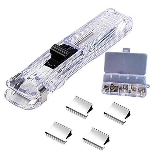 Distributeur de trombone portatif, coupe-papier rapide portable avec 50 pinces en mtal argent rutilisables pour