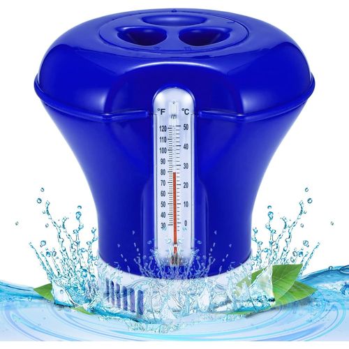 Distributeur Flottant De Produits, Doseur Flottant Avec Thermomtre Pour Piscines, Distributeur Flottant Automatique,Diffuseur De Chlore Flottant Pour Piscine