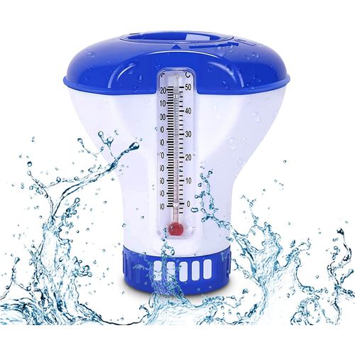 Distributeur Flottant Pour Piscine, Diffuseur Chlore Piscine Avec Thermometre, Diffuseur Flottant Piscine Convient Pour Les Piscines, Les Spas,Aquariums & Les tangs Du Poisson