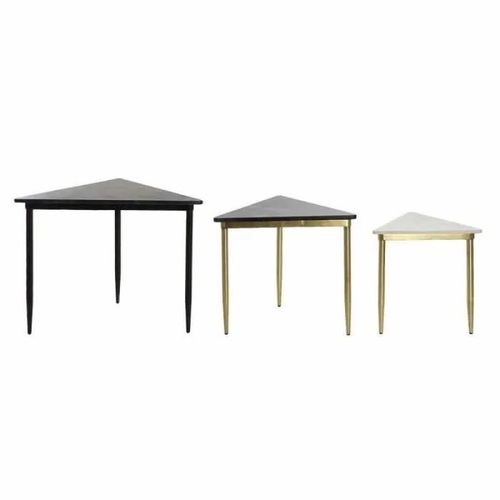 Dkd Home Decor Set De 3 Tables Gigognes Noir Dor Mtal Blanc Vert Marbre Moderne (68 X 46,5 X 53 Cm) (3 Units) -