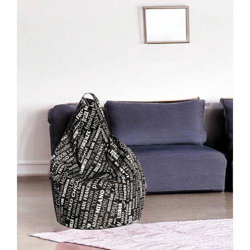 Dmora Pouf Avec Lettrage Fantaisie,Noir Et Blanc,Dimensions 80x120x80cm