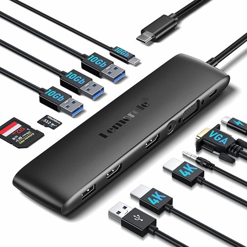 Dock Station D'Accueil Usb C 10Gbps, Adaptateur Usb-C 12-En-1 Vers Double Hdmi 4K, Vga, 3*Usb 3.1, 1*Usb 2.0, 1*Usb-C 3.1, Pd 100W, Sd/Tf, Aux 3,5 Mm Pour Macbook/Hp/Dell/Lenovo/Ac[PCOM4280100]