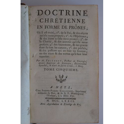 Doctrine Chrtienne En Forme De Prnes O Il Est Trait De La Foi, De L'esprance, De La Charit, Des Sacrement, Des Pchs,... Tome Cinquime   de M. THIEBAUT, Docteur en Thologie