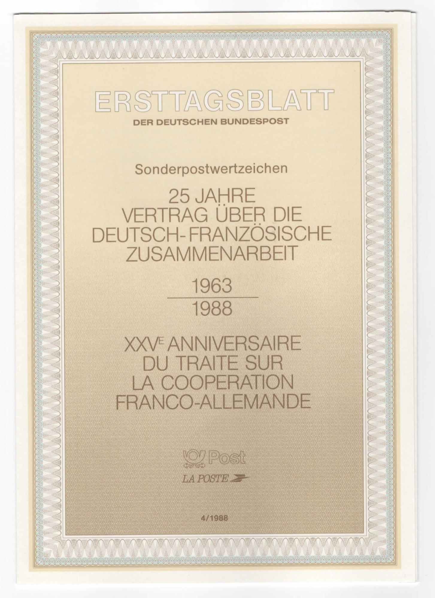 Document Philatelique 25 Ans Du Traite Sur La Cooperation Franco Allemande 19 Timbres Obliteres Emission Commune France Allemagne Rakuten