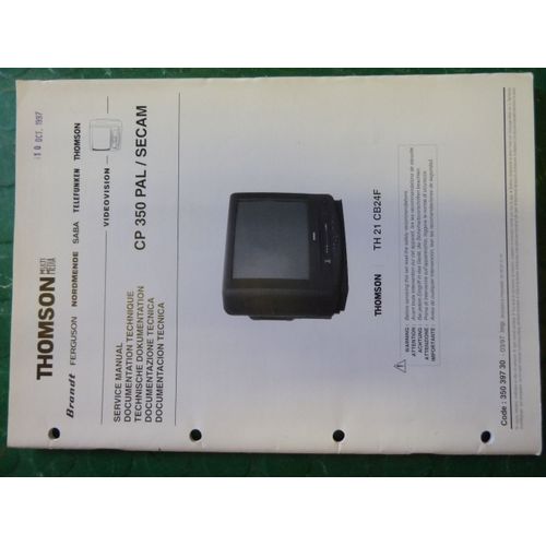 Documentation Technique Thomson Cp 350 Pal / Secam Combi Tv/Vhs   