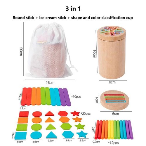 Documents D'apprentissage Montessori En Bois Pour Tout-Petits, Jouets De Tri, Jeux D'association, Dveloppement Mentaires Oriel De La Motricit Fine, Jouets De Planche Occups-3in1 Color Sorting