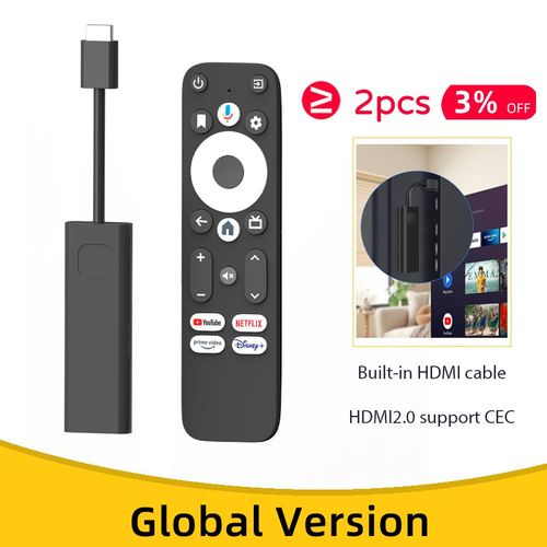 Dolby 4kversion - Lecteur multimdia de streaming Android TV Stick, dcodeur Wi-Fi, Amlogic S905Y4, 2G DDR4, 16 Go, Netflix, Google ignorent, GD1, 4K