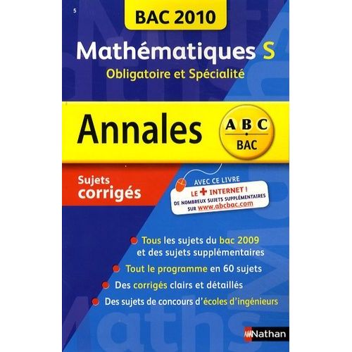 Mathmatiques Tle S, Obligatoire Et Spcialit - Sujets Corrigs    Format Broch 