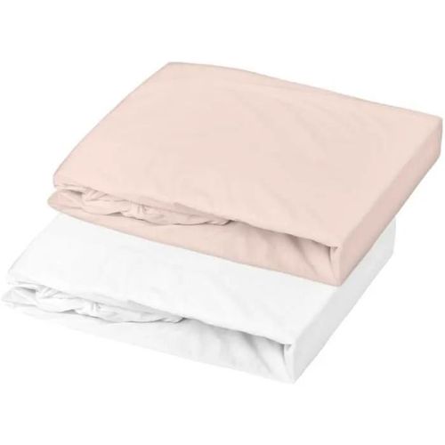 Domiva Lot 2 Draps Housse - 60 X 120 Cm - Jersey - Blanc/Nude