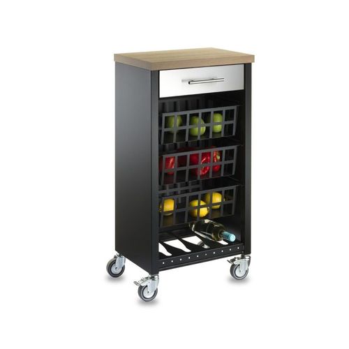 Don Hierro - Desserte De Cuisine Kara, Noir-Inox-Bois-Orme