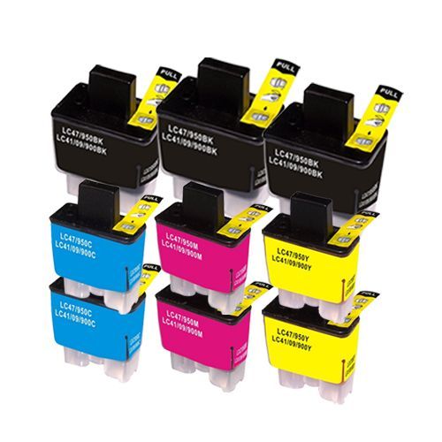 Doree Pack 9 Couleurs Compatible Brother Lc900bk Lc900c Lc900m Lc900y 3 Noir, 2 Cyan, 2 Magenta, 2 Jaune Cartouches Compatibles Avec Fax1840c, Fax1940cn, Fax2440c, Mfc210c, Mfc420cn, Mfc620cn