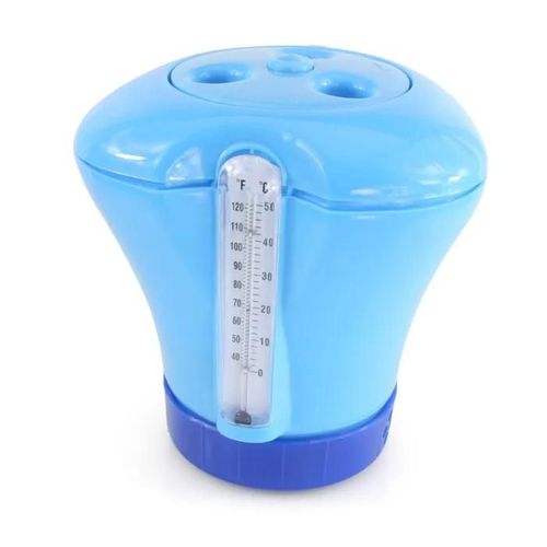 Doseur De Piscine - Non Spcifi - Diffuseur De Chlore - Thermomtre Intgr - Bleu - Cylindrique