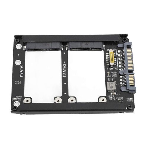 Double adaptateur SSD Msata vers SATA III 2,5 pouces 6 Gbit/s prend en charge la carte adaptateur SSD SATA III remplaable  chaud avec botier de cadre pour PC