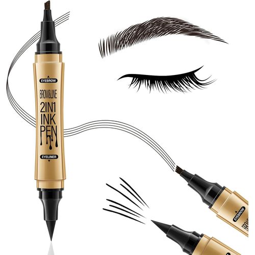 Double Ended Eyeliner Liquid Eyebrow Pen,4 Tips Eyebrow Pencil Kit For Matte Eye Makeup,Smooth Glides.[A32]
