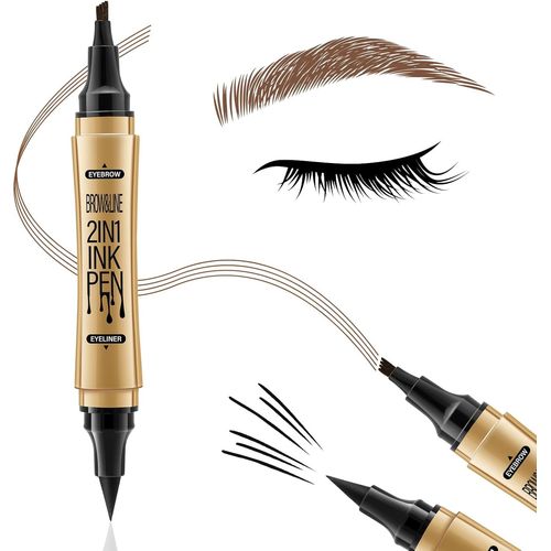 Double Ended Eyeliner Liquid Eyebrow Pen,4 Tips Eyebrow Pencil Kit For Matte Eye Makeup,Smooth Glides.[A33]