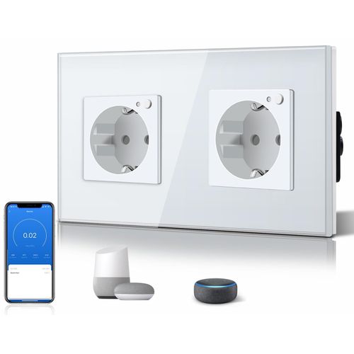 Double Prise Schuko Wi-Fi Intelligente, 16 A, Pose Encastre, Contrle Par Application, Compatible Avec Alexa/Google Home, Contrle nergtique, Programmes, Minuterie, 2,4 Ghz Uniq[Mat791122]