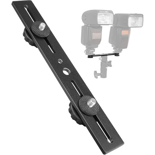 Double support de flash pour double trpied 6,35 mm double support de camra barre d'extension de flash 20,3 cm double support de trpied pour appareil photo