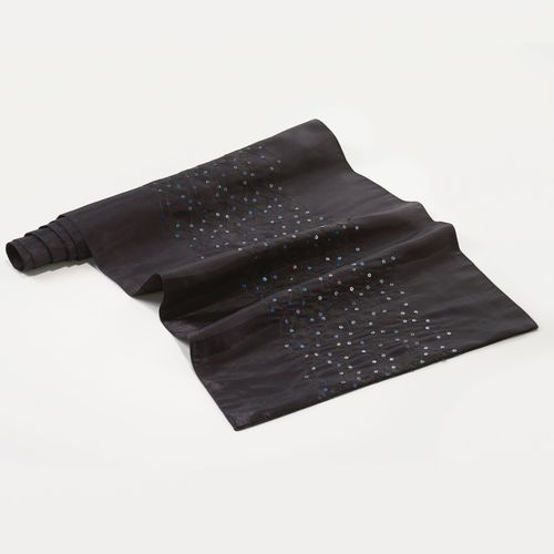 Douceur D'intrieur - Chemin De Table Napperon Noir 40 X 140 Cm En Satin Brod De Sequins