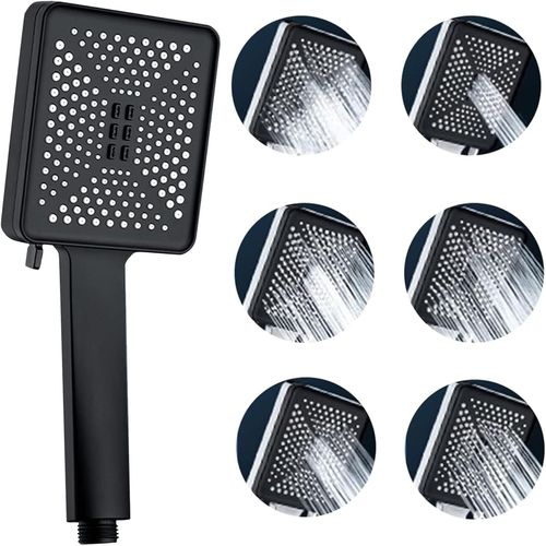 Douchette 6 Buses,Pomme De Douche,Economiseur D'eau Pour Douche Pomme De Douche Haute Pression Adapte  La Douche Et Au Massage De La Tte (Noir).[T895]