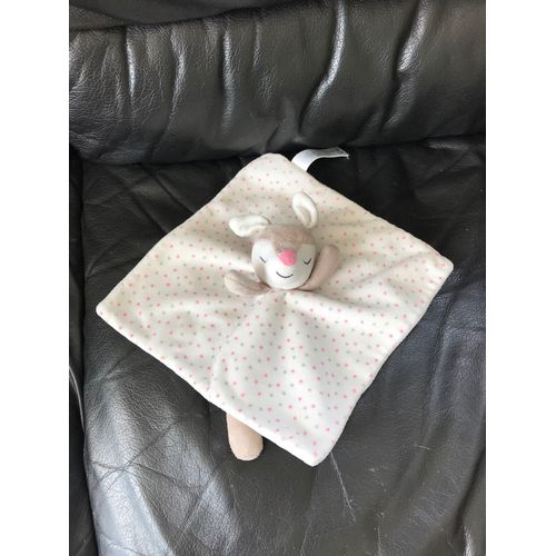 Doudou Biche Faon Blanc Beige Rose toiles Obaibi Okaidi