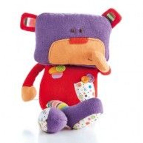 Doudou Charly L'ourson Fnac Eveil Et Jeux Violet Rouge Personnage Rigolo Ours Clown Lutin Tte Rectangulaire Corps Carr Jambes Rayes Poupe Chiffon En Tissu 36 Cm Trs Color Multicolore