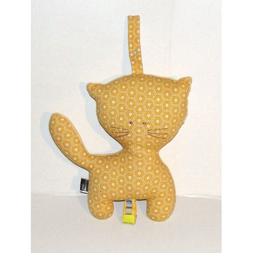 Doudou Chat Musical Berceuse By Pasito A Pasito - Peluche Chat Walking Mum Jaune Fleurs