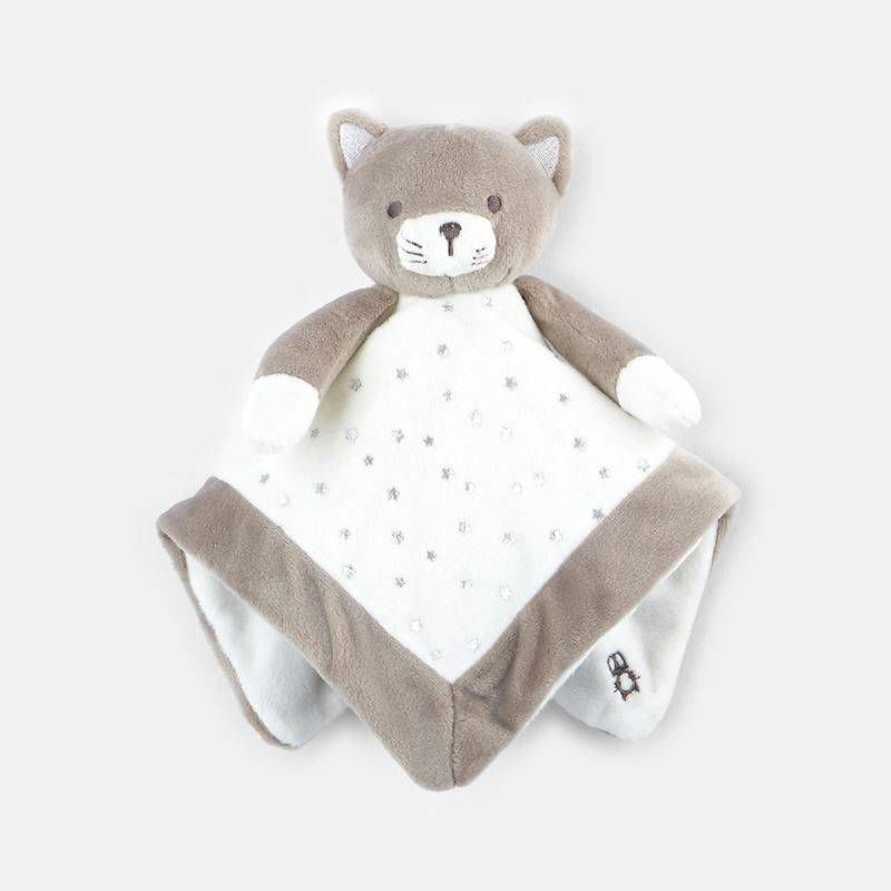 Doudou Chat Plat Obaibi Marron Beige Taupe Blanc Etoiles Argent Peluche Jouet Bebe Naissance Comforter Cat Baby Rakuten