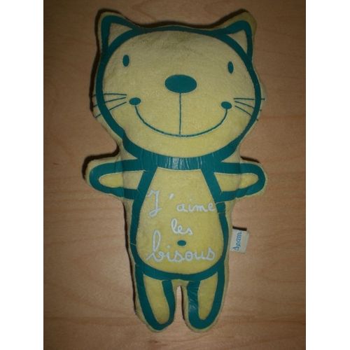 Doudou Chat Plat Vert Jaune Dpam Du Pareil Au Meme