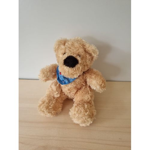 Doudou Chien Beige Foulard Bleu Nici