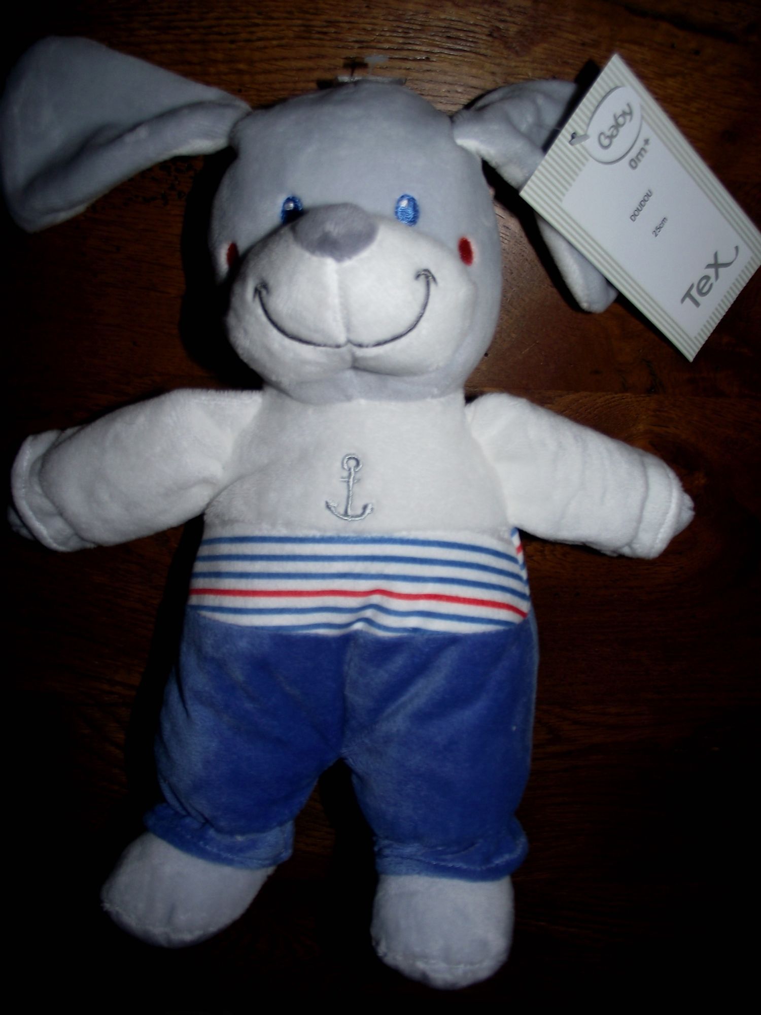 Doudou Chien Lapin Marin Tex Baby Carrefour Matelot Peluche Raye Bleu Blanc Rouge Encre Marine 29 Cm Jouet Bebe Eveil Naissance Rakuten