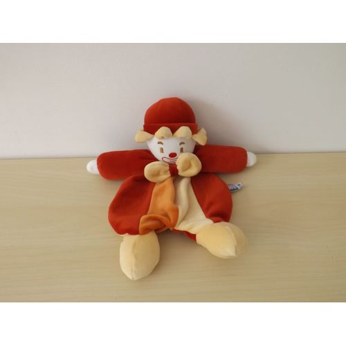 Doudou Clown Rouge Orange Jaune Sucre D'orge
