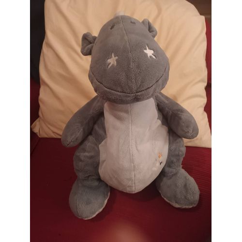 Doudou dragon Victor noukies noukie s bleu etoilee jaune blanche aile 40cm environ assis