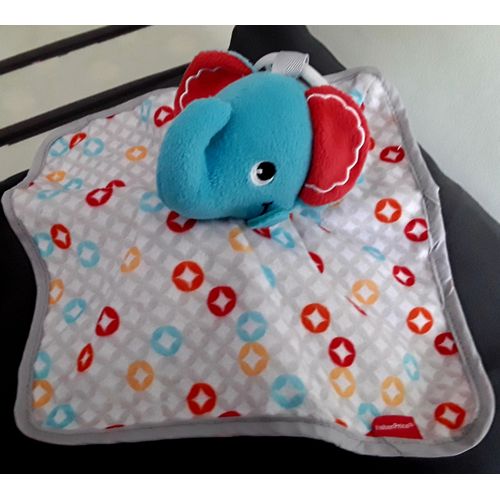 Doudou Fisher-Price lphant Cache Cache Rversible Cacahute Bleu Rouge