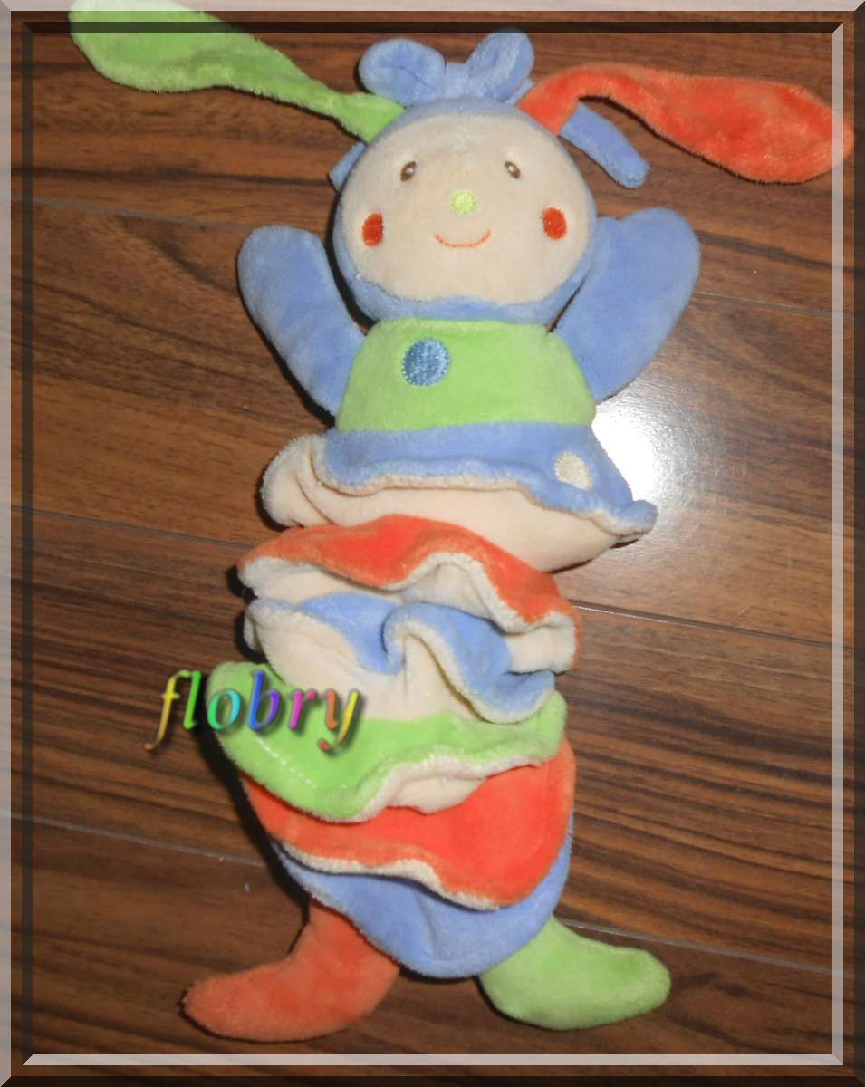 Doudou Peluche Musical Lapin Nounours Accordeon Bleu Creme Blanc Orange Vert Peluche Boite A Musique Bebe Enfant Rakuten