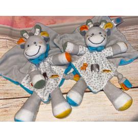 Doudou Girafe Tex Baby Blanc Bleu Turquoise Gris Plat Animaux Savane Brodes Lot De Deux Doudous Jouets Enfants Bebe Naissance Carrefour Rakuten