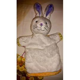 Doudou lapin blanc parle violet jaune marionnette BULGARI Parfums jouet  hochet bébé naissance comforter plush marionette white bunny rabbit |  Rakuten