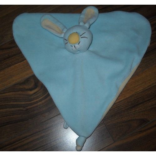 Doudou Lapin Eveil Et Jeux - Bleu Ciel Et Jaune Carotte Plat Triangle