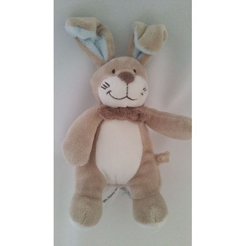 Doudou Lapin Noukie's Noukies Blanc Bleu Ciel  Marron Beige /Crme /cru Jouet Bb Naissance Peluche veil Enfant Blanket Comforter Soft Toys 20 Cm 