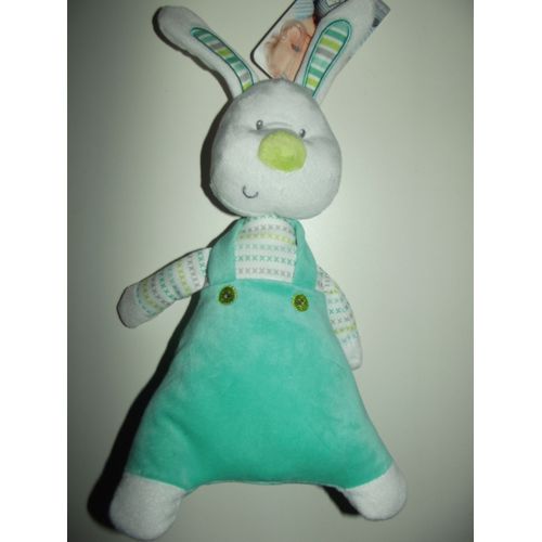 Doudou Lapin Orchestra Prmaman Blanc Vert Bleu  Jouet Bebe Naissance Peluche veil Enfant Comfort Blanket Comforter Soft Toy 36 Cm