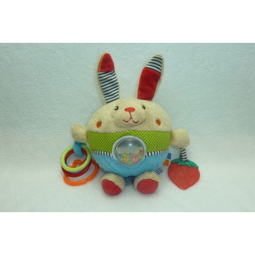 DOUDOU LAPIN PELUCHE BOULE ACTIVITES D'EVEIL OUATOO BABY