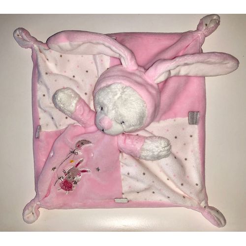Doudou Lapin Plat Rose Blanc Max & Sax Peluche Jouet Bebe Naissance Max And Sax Petites Etoiles Cmi Carrefour
