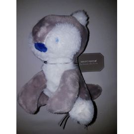 Doudou loup Sergent Major gris blanc Bébé Naissance Peluche Éveil
